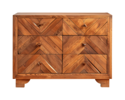 a wooden sideboard with drawers isolated on a transparent background, png