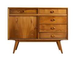 a wooden sideboard with drawers isolated on a transparent background, png