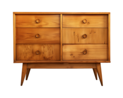 a wooden sideboard with drawers isolated on a transparent background, png