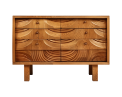 a wooden sideboard with drawers isolated on a transparent background, png