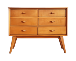 a wooden sideboard with drawers isolated on a transparent background, png