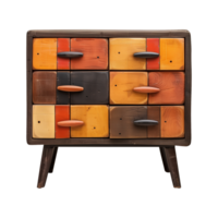 a wooden sideboard with drawers isolated on a transparent background, png