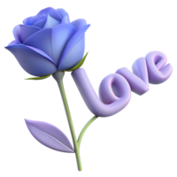 3D image of a rose adorned with love text, perfect for expressing affection in digital designs. Elegant and romantic png