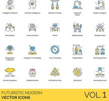 futuristic modern icon set vector