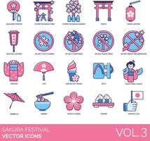 Sakura festival icon set vector