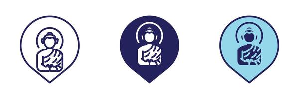 Budha Temple Pin Icon - Navigation Set vector