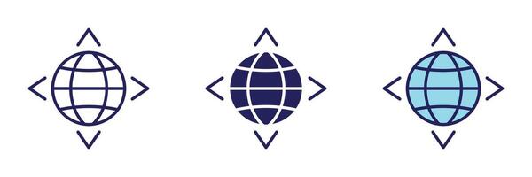 Arrow Direction Globe Icon - Navigation Set vector