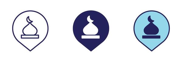 Mosque Pin Icon - Navigation Set vector