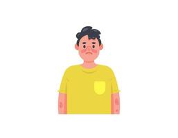 Systemic lupus erythematosus disease. a man suffering from lupus. red rash on the face and arms. autoimmune disease. health problems. people's facial expressions. character illustration design vector