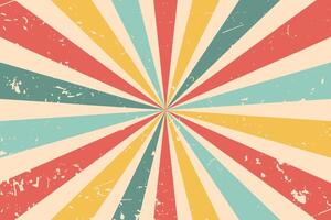 Abstract vintage retro sunburst rays background 70s vector