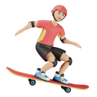 3d illustrazione sport icona andare con lo skateboard png