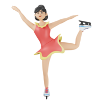 3D illustration sport icon figure skating png