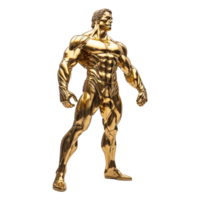 dourado estátua do uma muscular homem isolado em transparente fundo png