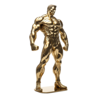 Golden statue of a muscular man isolated on transparent background png