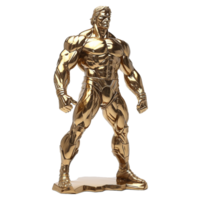 Golden statue of a muscular man isolated on transparent background png
