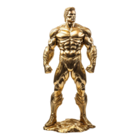 Golden statue of a muscular man isolated on transparent background png