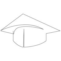 Graduation Cap Continuous one line drawing illustration art design vector