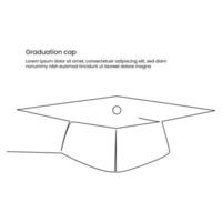 Graduation Cap Continuous one line drawing illustration art design vector