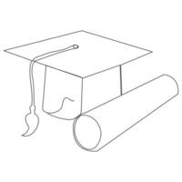 Graduation Cap Continuous one line drawing illustration art design vector