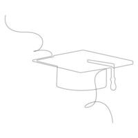 Graduation Cap Continuous one line drawing illustration art design vector