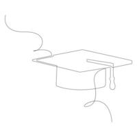 Graduation Cap Continuous one line drawing illustration art design vector