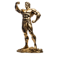dourado estátua do uma muscular homem isolado em transparente fundo png