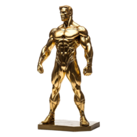 Golden statue of a muscular man isolated on transparent background png