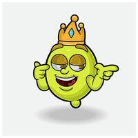 Smug expression with Lemon Fruit Crown Mascot Character Cartoon. vector