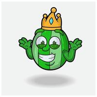 Dont Know Smile expression with Watermelon Fruit Crown Mascot Character Cartoon. vector