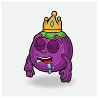 Sleep expression with Mangosteen Fruit Crown Mascot Character Cartoon. vector