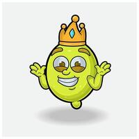 Dont Know Smile expression with Lemon Fruit Crown Mascot Character Cartoon. vector