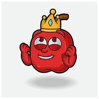 contento expresión con manzana Fruta corona mascota personaje dibujos animados. vector