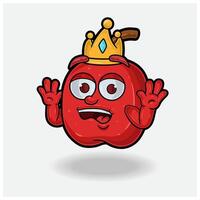 Shocked expression with Apple Fruit Crown Mascot Character Cartoon. vector