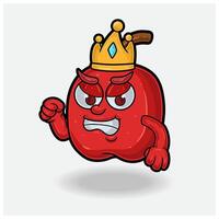 Angry expression with Apple Fruit Crown Mascot Character Cartoon. vector