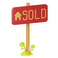 3D Illustration Real Estate sold sign png