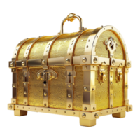 Golden treasure chest isolated on transparent background png