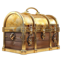 Golden treasure chest isolated on transparent background png