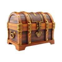 A closed wooden chest isolated on transparent background png