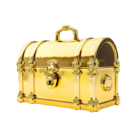 Golden treasure chest isolated on transparent background png