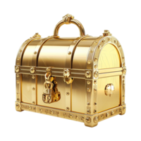 Golden treasure chest isolated on transparent background png