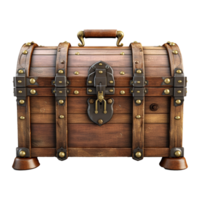 A closed wooden chest isolated on transparent background png