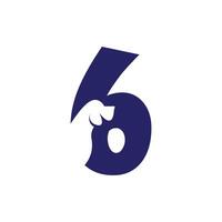 Number six with a negative space dog logo vector