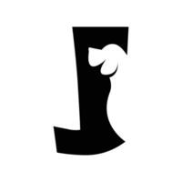 J letter with a negative space dog logo vector