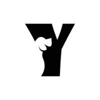 Y letter with a negative space dog logo vector