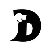 D letter with a negative space dog logo vector