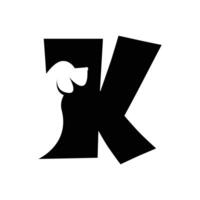 K letter with a negative space dog logo vector