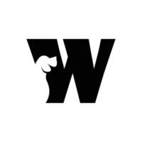 W letter with a negative space dog logo vector