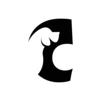 C letter with a negative space dog logo vector