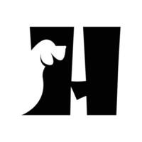 H letter with a negative space dog logo vector