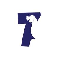 Number seven with a negative space dog logo vector